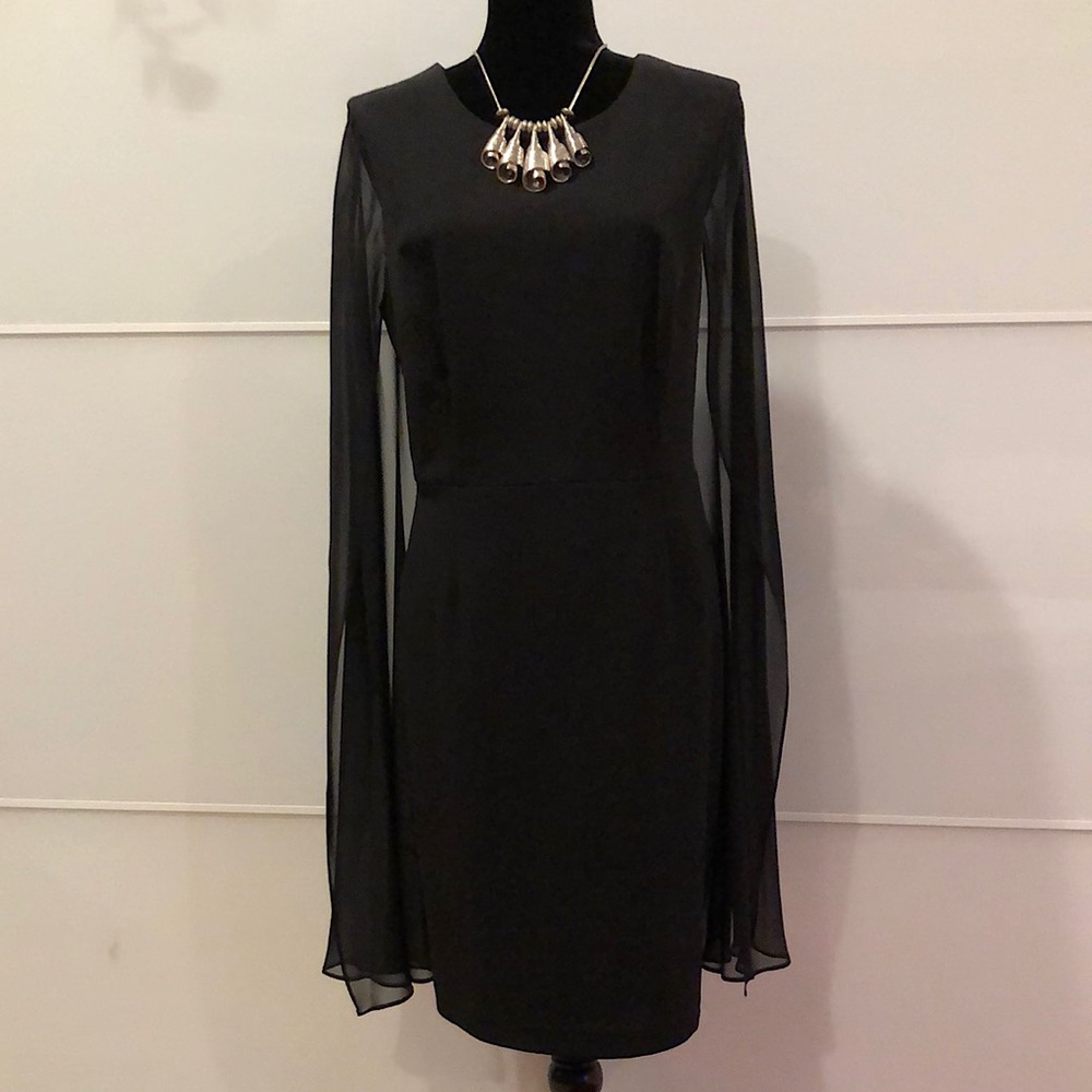 Sleeveless Sheath dress with Chiffon Caplet